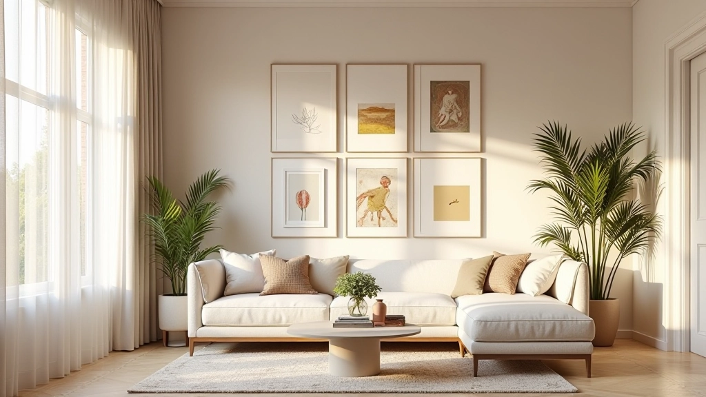 Interno moderno di casa italiana con decorazione artistica alle pareti e disposizione creativa di opere